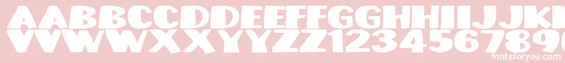 Weitere Informationen zur Munsterbash-Schriftart Munsterbash-Schriftart – Weiße Schriften auf rosa Hintergrund