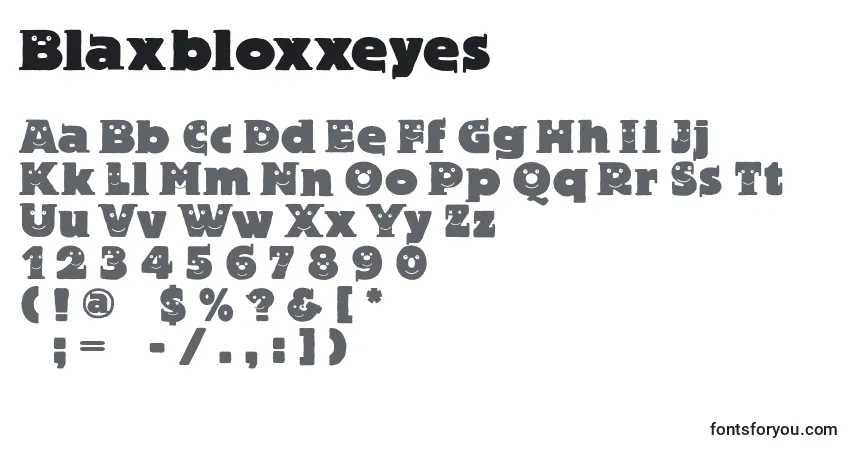 Czcionka Blaxbloxxeyes – alfabet, cyfry, specjalne znaki