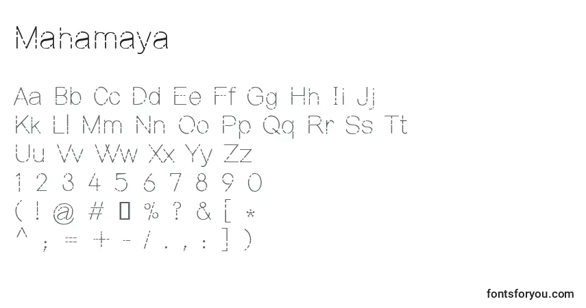 A fonte Mahamaya – alfabeto, números, caracteres especiais