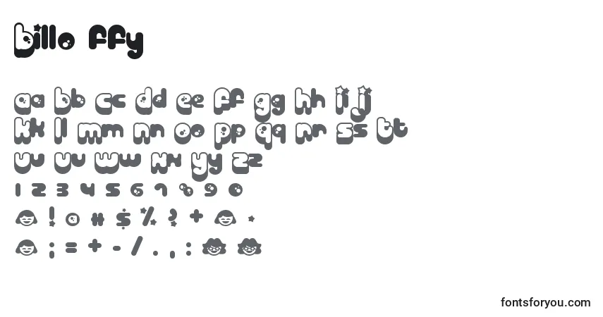 Schriftart Billo ffy – Alphabet, Zahlen, spezielle Symbole