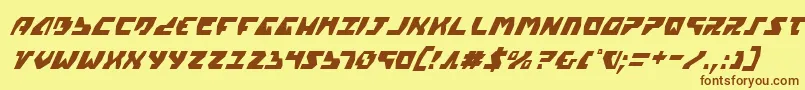 GyrfalconCondensedItalic-fontti – ruskeat fontit keltaisella taustalla