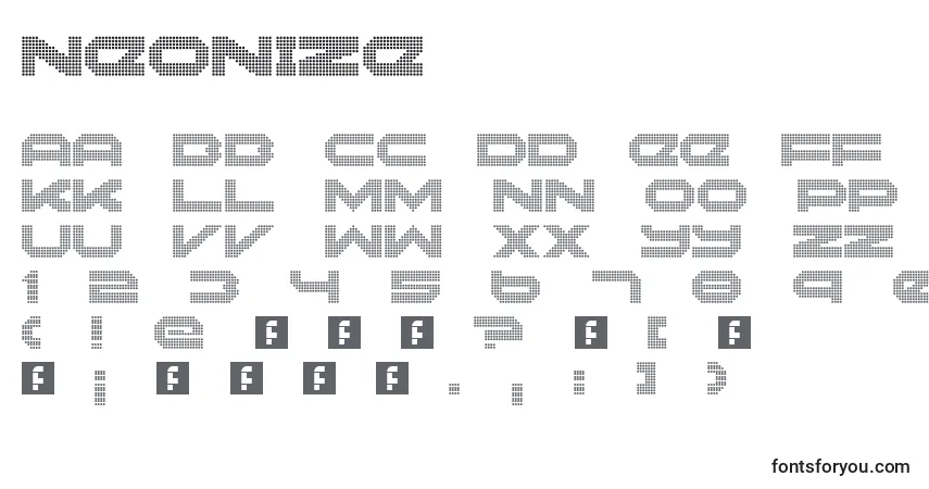 Neonize-fontti – aakkoset, numerot, erikoismerkit