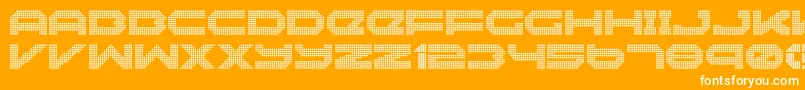 Neonize-Schriftart – Weiße Schriften auf orangefarbenem Hintergrund