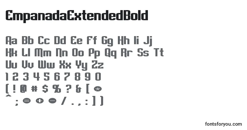 A fonte EmpanadaExtendedBold – alfabeto, números, caracteres especiais