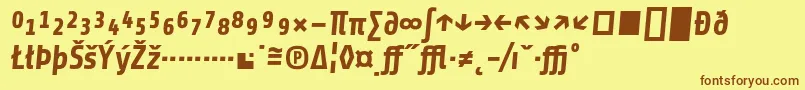 フォントShareBolditalicexp – 茶色の文字が黄色の背景にあります。