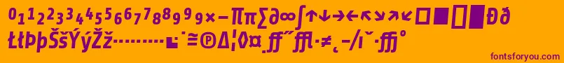 ShareBolditalicexp-Schriftart – Violette Schriften auf orangefarbenem Hintergrund