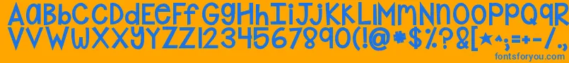 Kgshakeitoffchunky-Schriftart – Blaue Schriften auf orangefarbenem Hintergrund