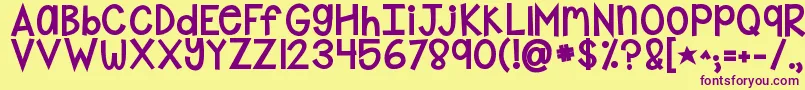 Kgshakeitoffchunky Font – Purple Fonts on Yellow Background