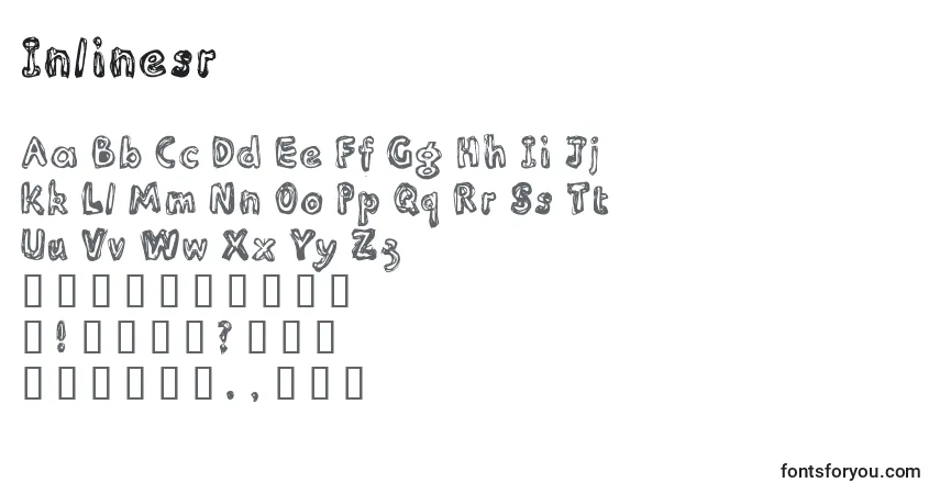 A fonte Inlinesr – alfabeto, números, caracteres especiais