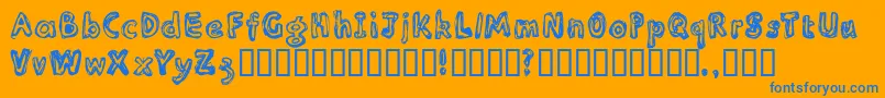 Inlinesr-Schriftart – Blaue Schriften auf orangefarbenem Hintergrund