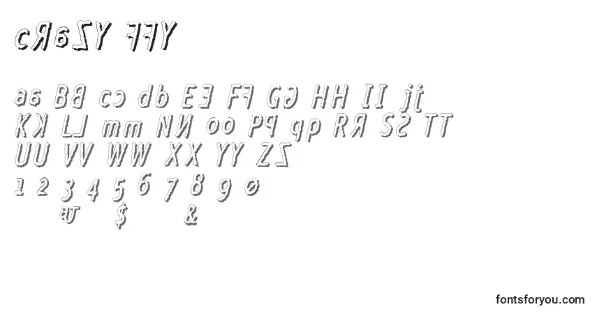 A fonte Crazy ffy – alfabeto, números, caracteres especiais