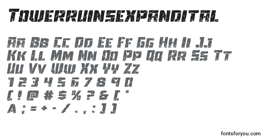 Towerruinsexpandital Font – alphabet, numbers, special characters
