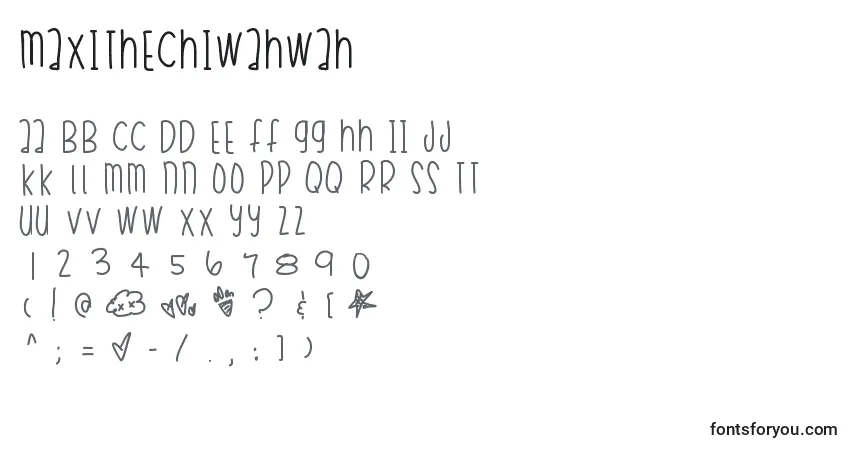 Czcionka Maxithechiwahwah – alfabet, cyfry, specjalne znaki