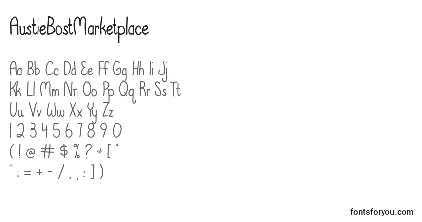 Шрифт AustieBostMarketplace – алфавит, цифры, специальные символы