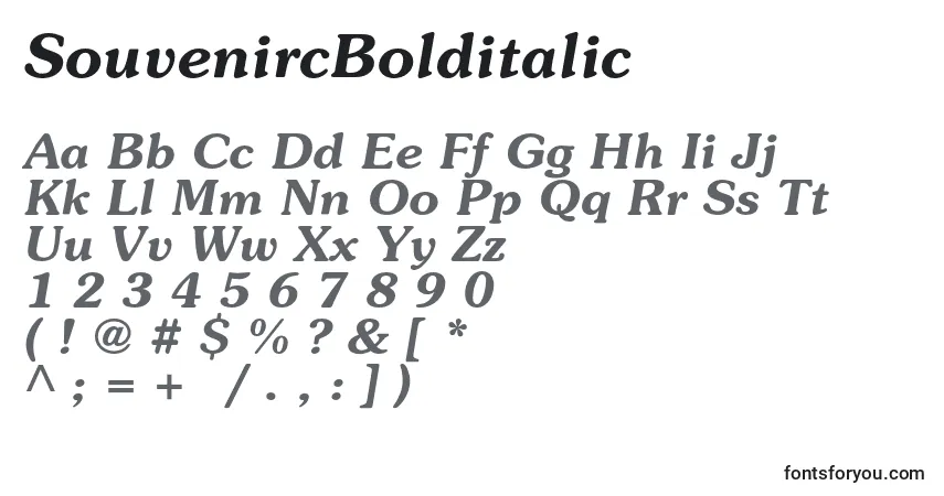 Шрифт SouvenircBolditalic – алфавит, цифры, специальные символы