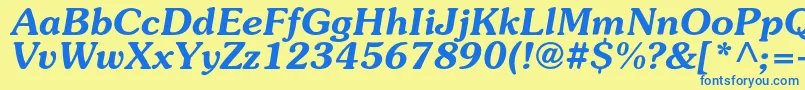 SouvenircBolditalic Font – Blue Fonts on Yellow Background