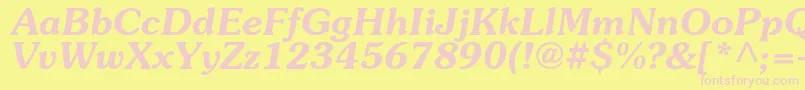 SouvenircBolditalic-fontti – vaaleanpunaiset fontit keltaisella taustalla