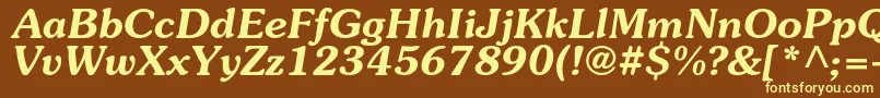 SouvenircBolditalic-fontti – keltaiset fontit ruskealla taustalla