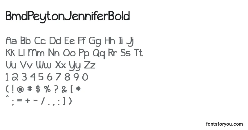 Schriftart BmdPeytonJenniferBold – Alphabet, Zahlen, spezielle Symbole
