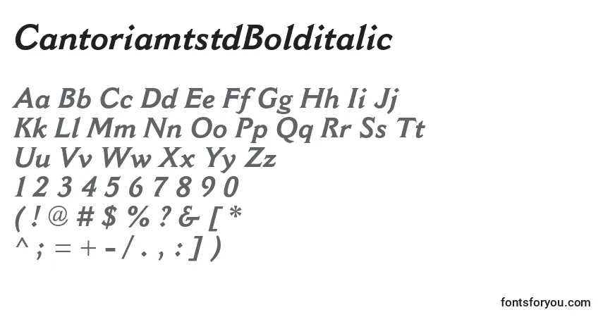 Czcionka CantoriamtstdBolditalic – alfabet, cyfry, specjalne znaki