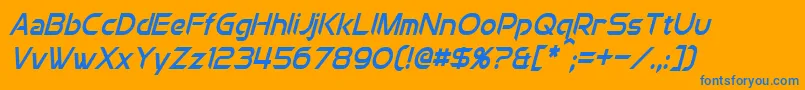 ChromiaCondensedItalic-Schriftart – Blaue Schriften auf orangefarbenem Hintergrund
