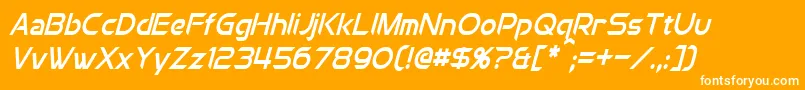 ChromiaCondensedItalic-Schriftart – Weiße Schriften auf orangefarbenem Hintergrund