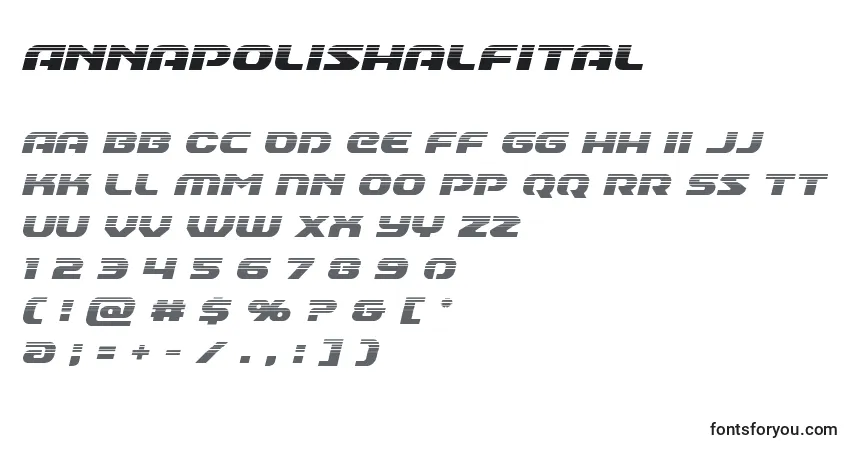 Schriftart Annapolishalfital – Alphabet, Zahlen, spezielle Symbole
