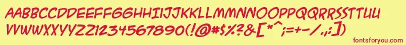 AcmesecretagentbbBoldital Font – Red Fonts on Yellow Background