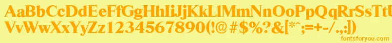 フォントRiccioneserialXboldRegular – オレンジの文字が黄色の背景にあります。