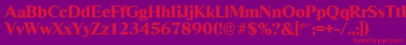 RiccioneserialXboldRegular Font – Red Fonts on Purple Background