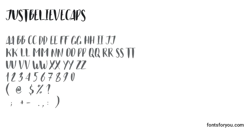 Schriftart JustBelieveCaps (85515) – Alphabet, Zahlen, spezielle Symbole
