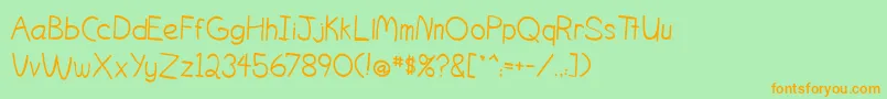 OgontzItalic-fontti – oranssit fontit vihreällä taustalla