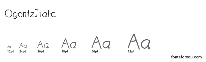 Размеры шрифта OgontzItalic