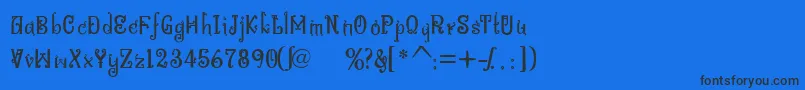 Fonte BitlingniksmusicalNormal – fontes pretas em um fundo azul