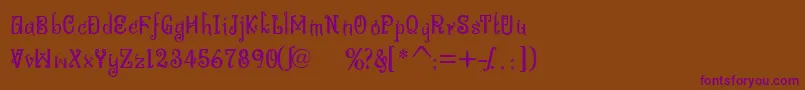 フォントBitlingniksmusicalNormal – 紫色のフォント、茶色の背景