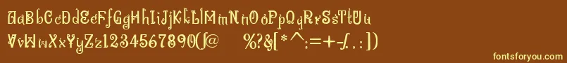 BitlingniksmusicalNormal-fontti – keltaiset fontit ruskealla taustalla
