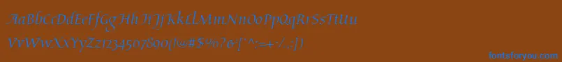 AriosoLt-Schriftart – Blaue Schriften auf braunem Hintergrund