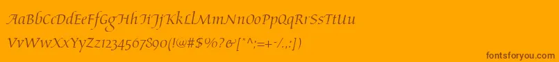 AriosoLt-Schriftart – Braune Schriften auf orangefarbenem Hintergrund
