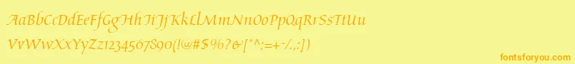 Fonte AriosoLt – fontes laranjas em um fundo amarelo