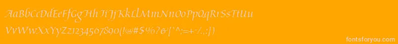 AriosoLt-Schriftart – Rosa Schriften auf orangefarbenem Hintergrund