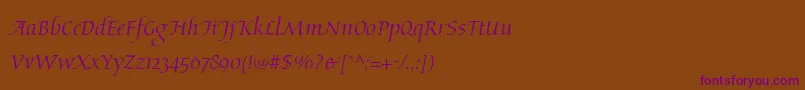 AriosoLt-Schriftart – Violette Schriften auf braunem Hintergrund