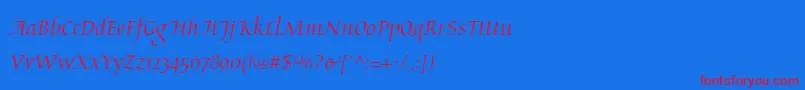 Weitere Informationen zur AriosoLt-Schriftart AriosoLt-Schriftart – Rote Schriften auf blauem Hintergrund