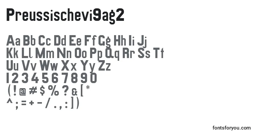 Czcionka Preussischevi9ag2 – alfabet, cyfry, specjalne znaki