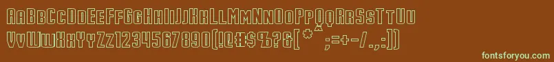 フォントStarkHollow – 緑色の文字が茶色の背景にあります。