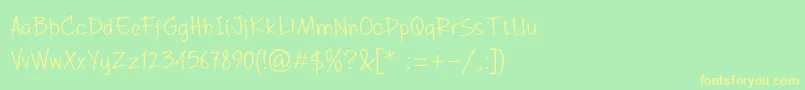 フォントDhfAGreatHappinessDemo – 黄色の文字が緑の背景にあります
