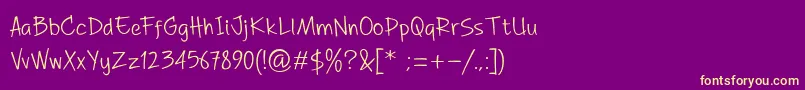 DhfAGreatHappinessDemo Font – Yellow Fonts on Purple Background