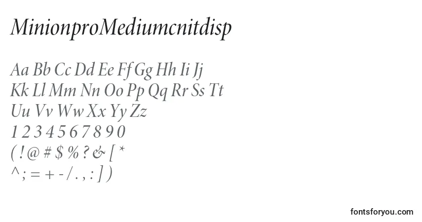 A fonte MinionproMediumcnitdisp – alfabeto, números, caracteres especiais