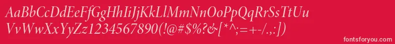 フォントMinionproMediumcnitdisp – 赤い背景にピンクのフォント