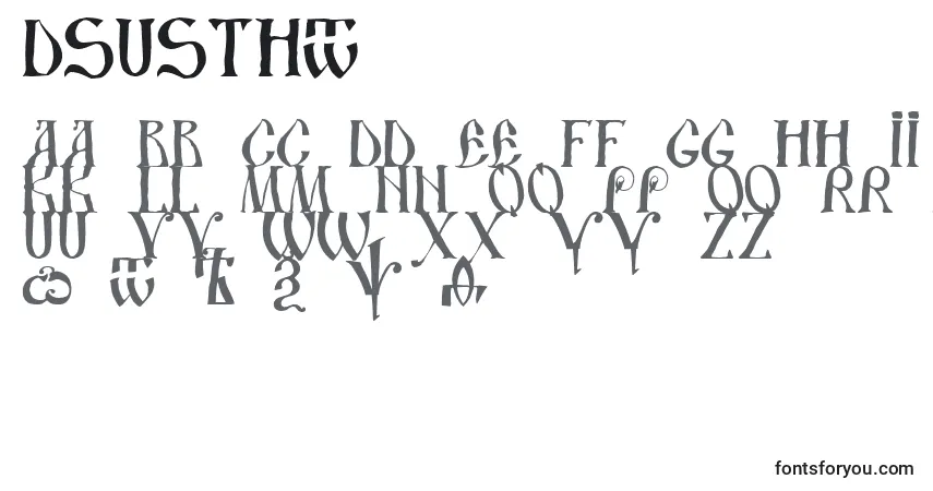 A fonte Dsusth2 – alfabeto, números, caracteres especiais