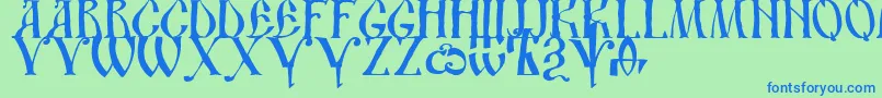 Dsusth2-Schriftart – Blaue Schriften auf grünem Hintergrund